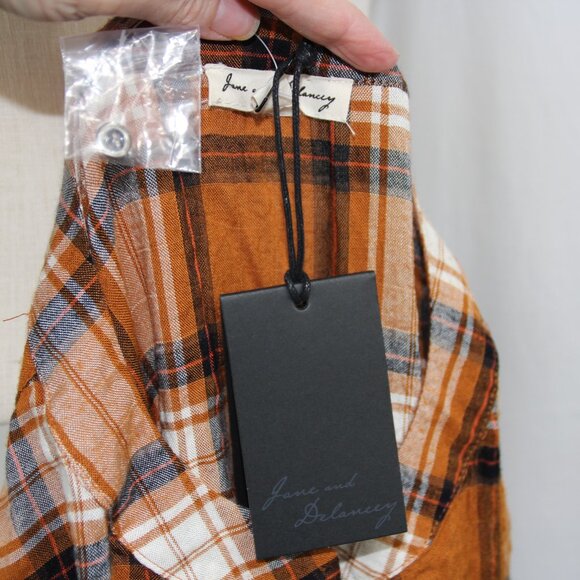 JANE + DELANEY Oversized Plaid Button Down Top Size Large NWT - Picture 11 of 11